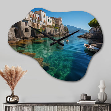 Italy Amalfi Coast Charms - Asymmetric Metal Wall Clock